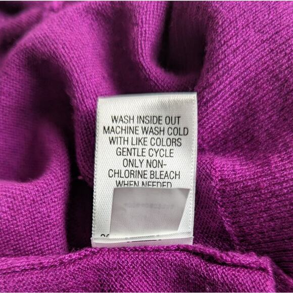 Apt 9 Deep Magenta/Plum V-Neck Tunic Sweater Split Hem Large fine knit EUC - Picture 4 of 9